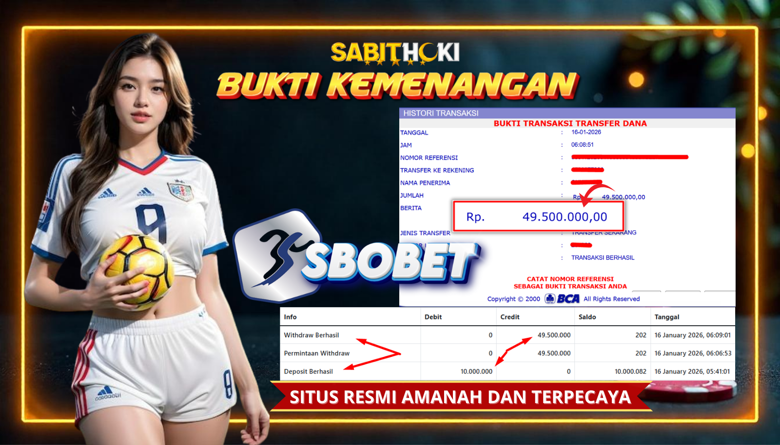 SELAMAT KEPADA MEMBER SETIA SABITHOKI BERHASIL JACKPOT DI PERMAINAN SBOBET